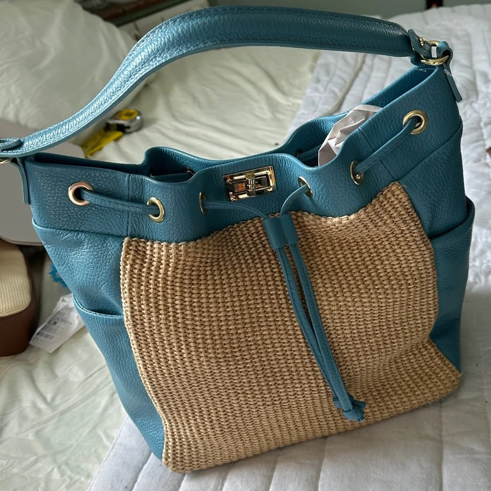 Unicai Firenze leather/straw large hobo type bag